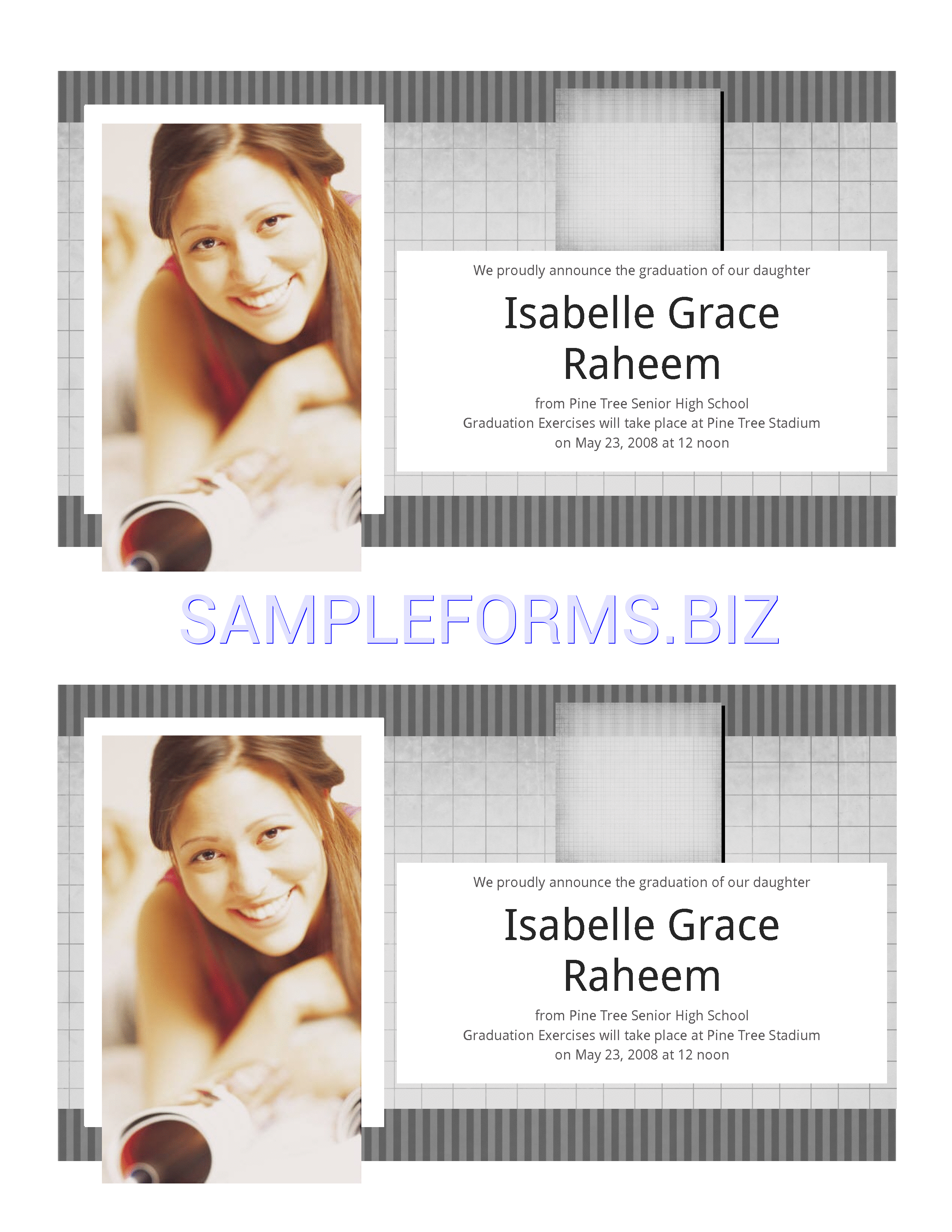 Preview free downloadable Graduation Invitation Template 2 in PDF (page 1)